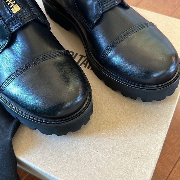 Zadig & Voltaire Joe Cecilia leather combat moto boots with gold chain NWT 36/5 - Picture 15 of 17